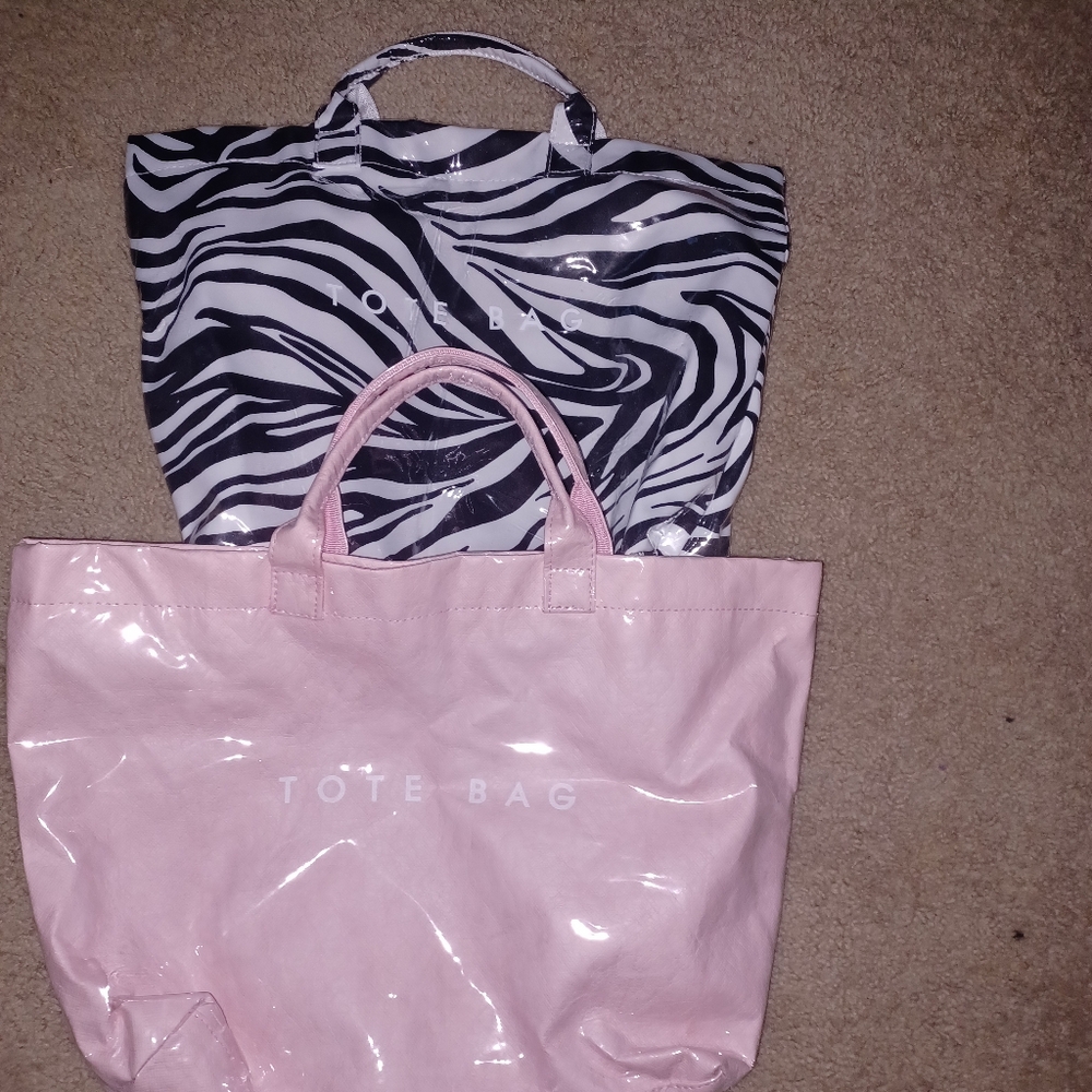 Pink and Zebra Print Tote Bag Set